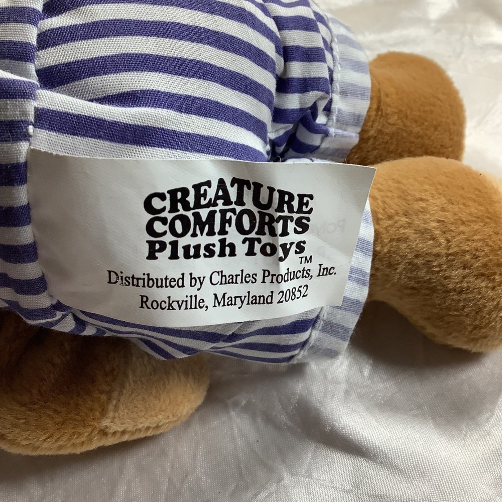 Creature Comforts Tweetsie Railroad Conductor Teddy Bear Plush Brown Striped Hat - Picture 5 of 5